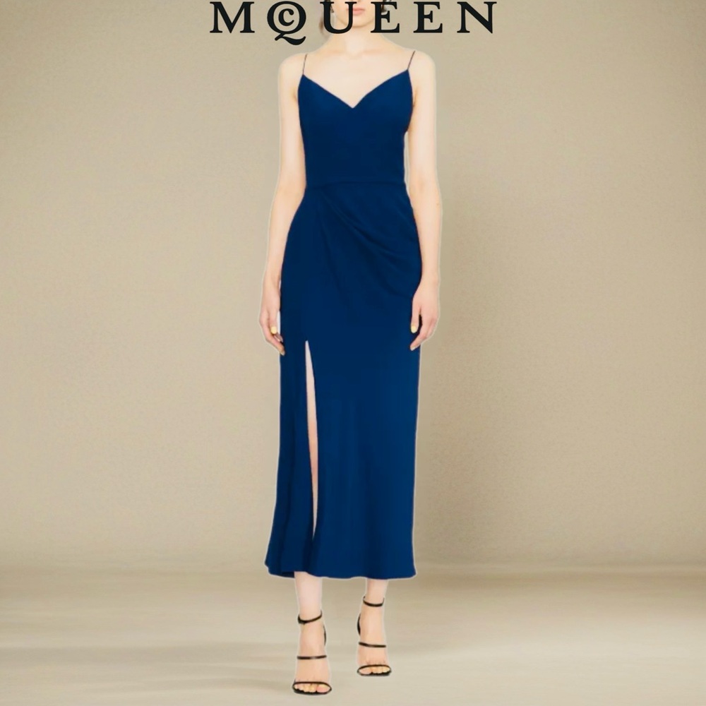 Alexander McQueen Draped Midi Dress – Size 40 (New Without Tags, Authenticated)